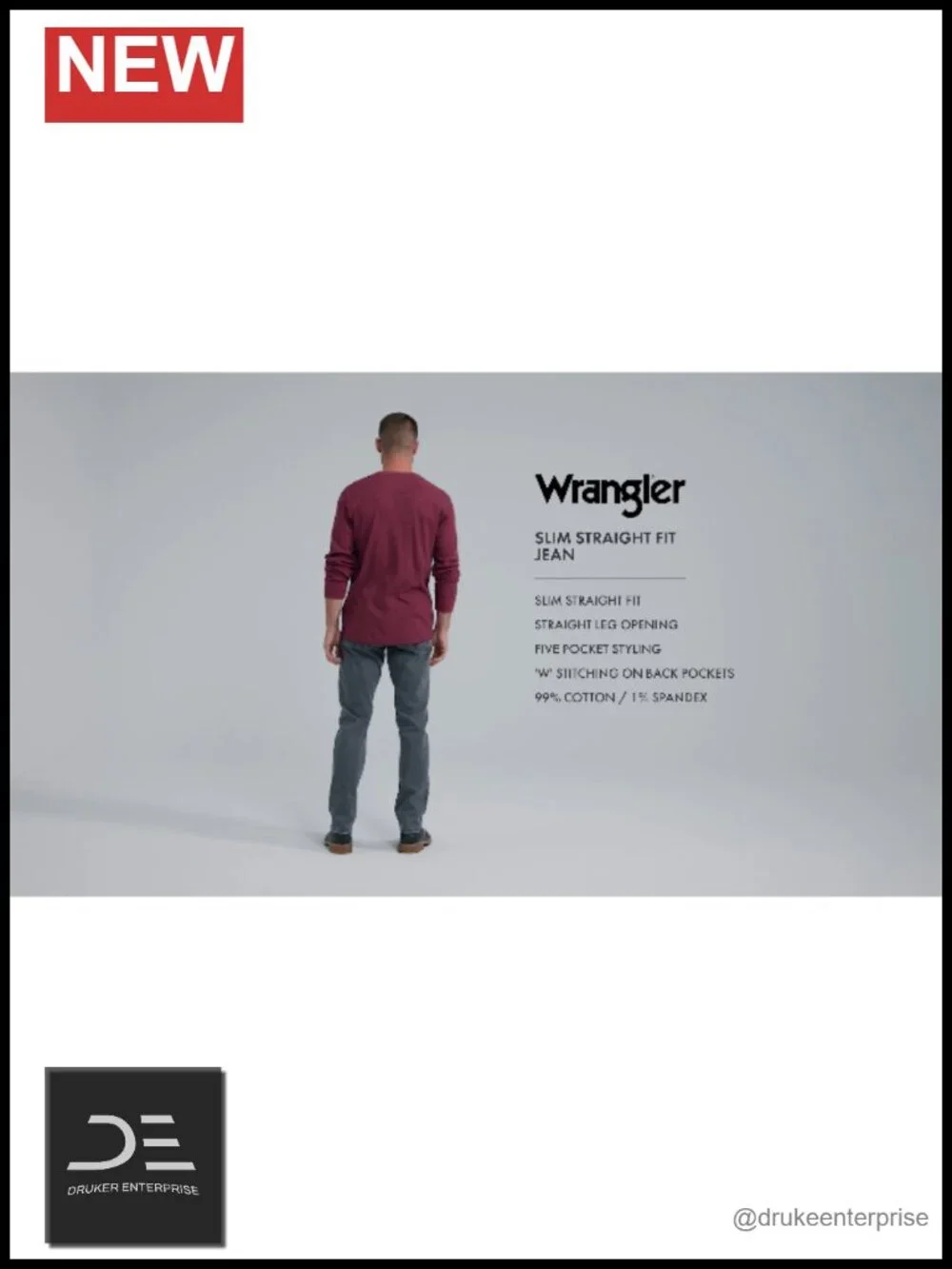 Slim Straight Stretch Denim Jeans with Classic Five-Pocket Styling